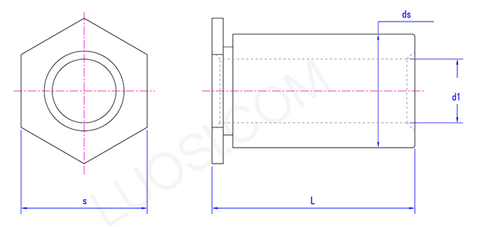 Carbon steel hexagon rivet nut column