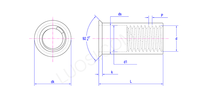 Sleek Profile Countersunk Head Riveted Nuts
